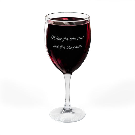Engraved 10.5oz Wine Glass — "Wine for the Soul, Wine for the Party"