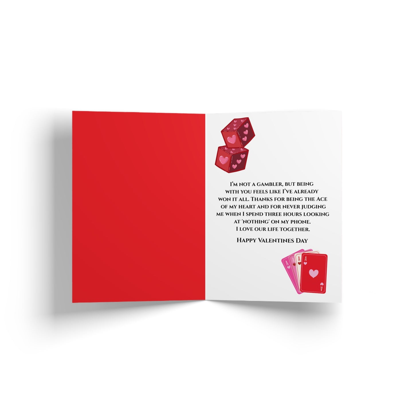'Ace of Hearts' Romantic Valentine's Day Card ("Of all the cards in the deck, you're the only one I'd pick")