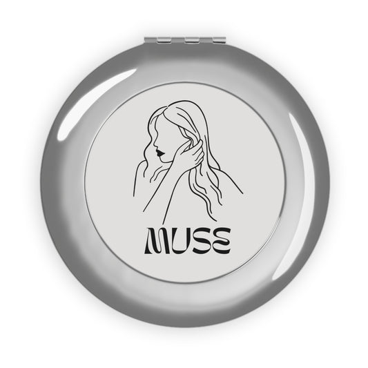 Compact Travel Mirror — Muse Line Art Pocket Mirror for On-the-Go Touch-Ups