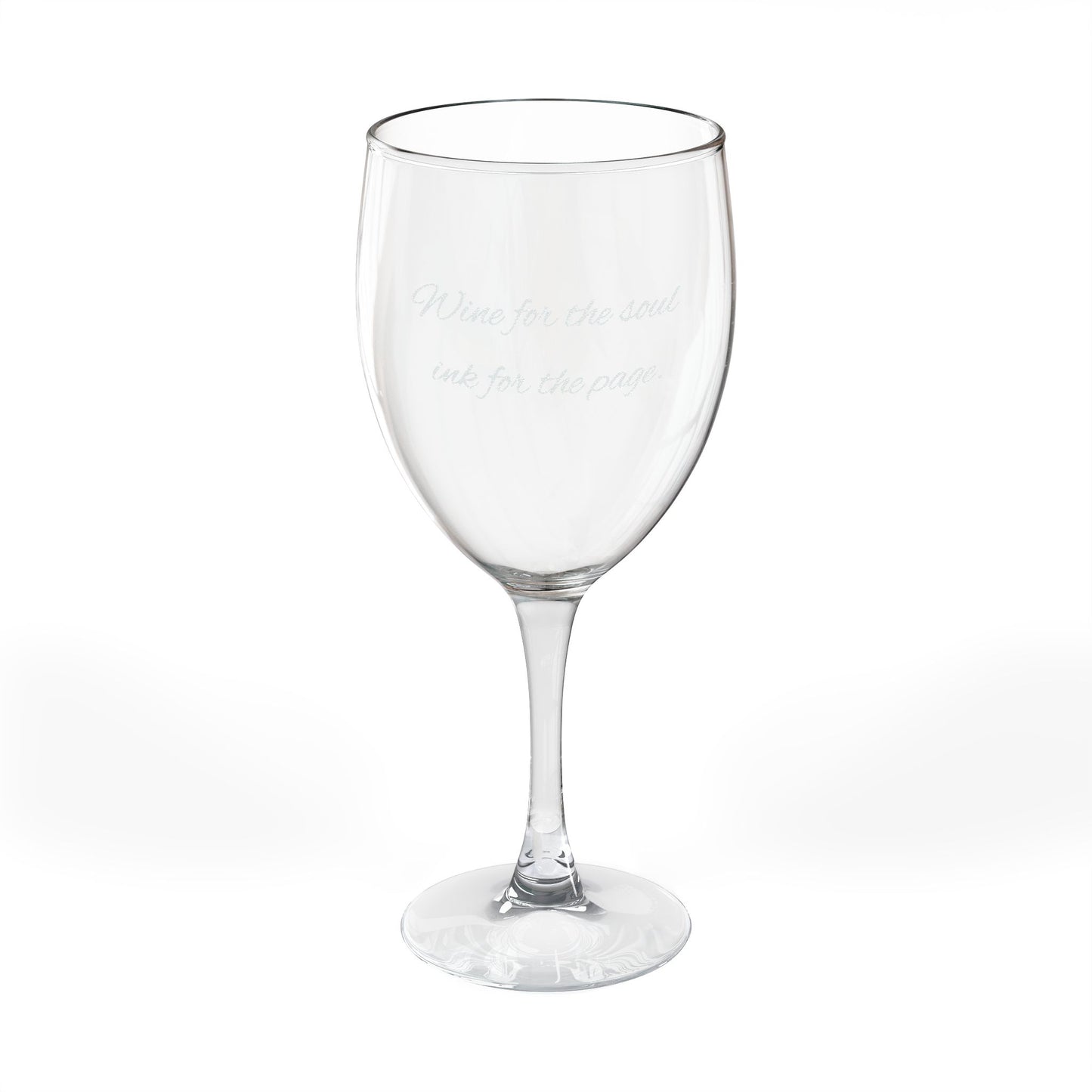 Engraved 10.5oz Wine Glass — "Wine for the Soul, Wine for the Party"
