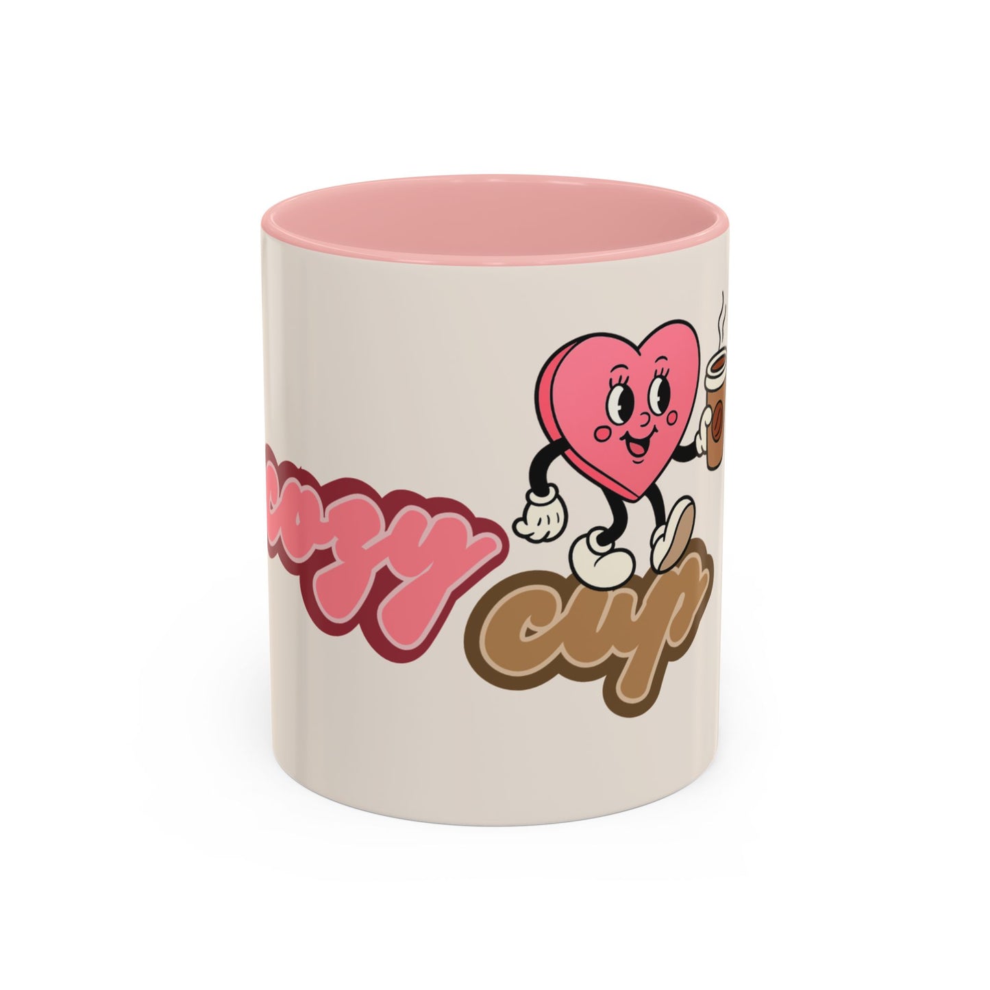 Happy Cup Coffee Mug — Cute Heart Character with Coffee Accent Mug