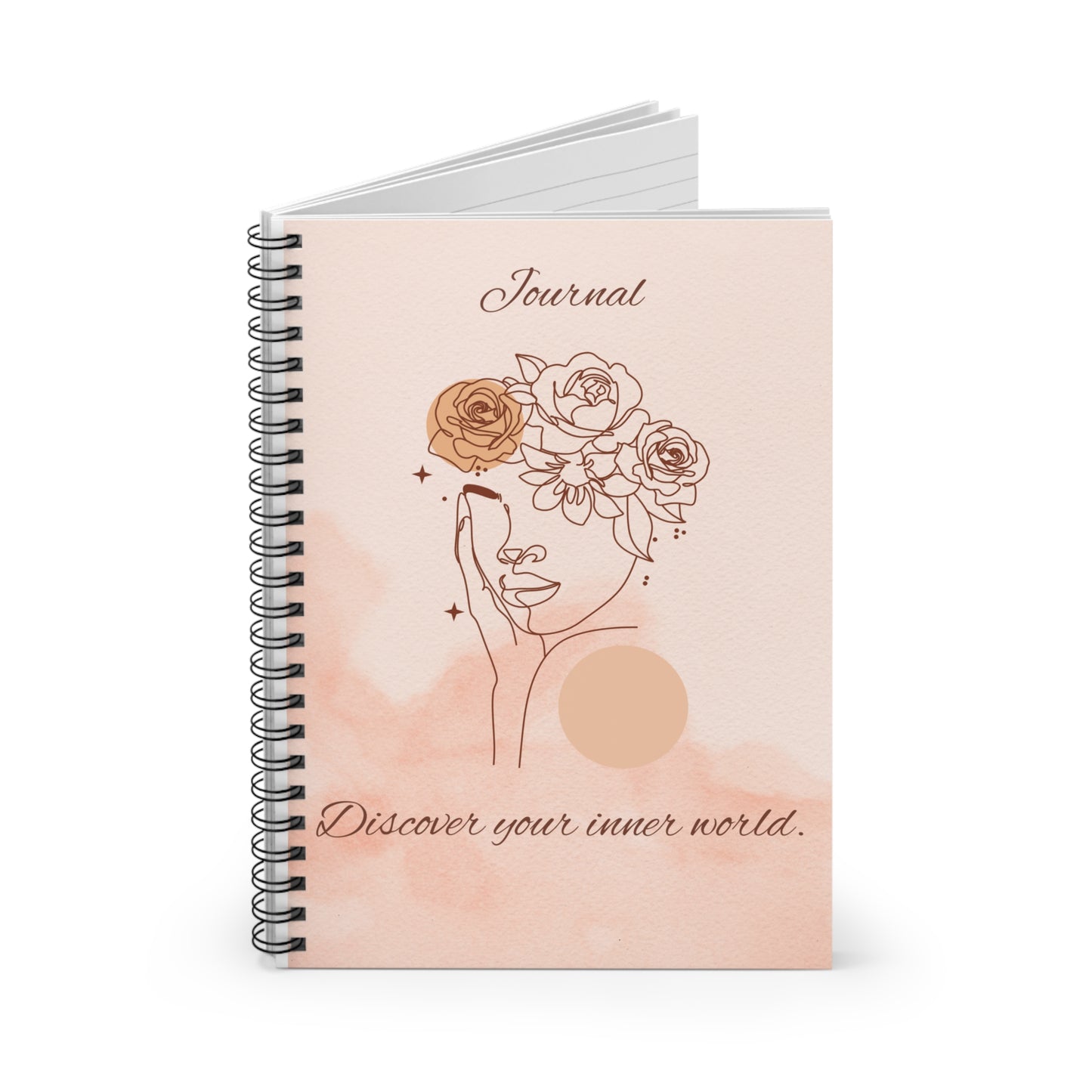 Floral Line Art Journal — "Discover Your Inner World" Spiral Notebook