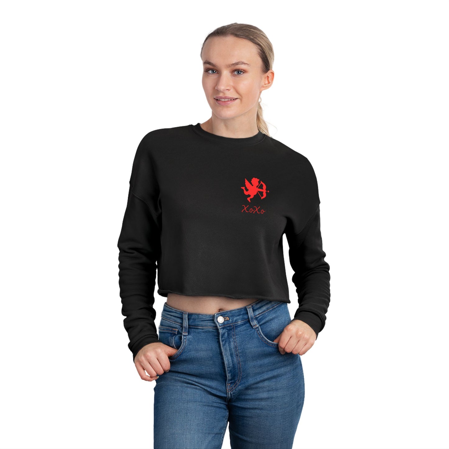 Cropped Sweatshirt — Red Cupid Chest Graphic /