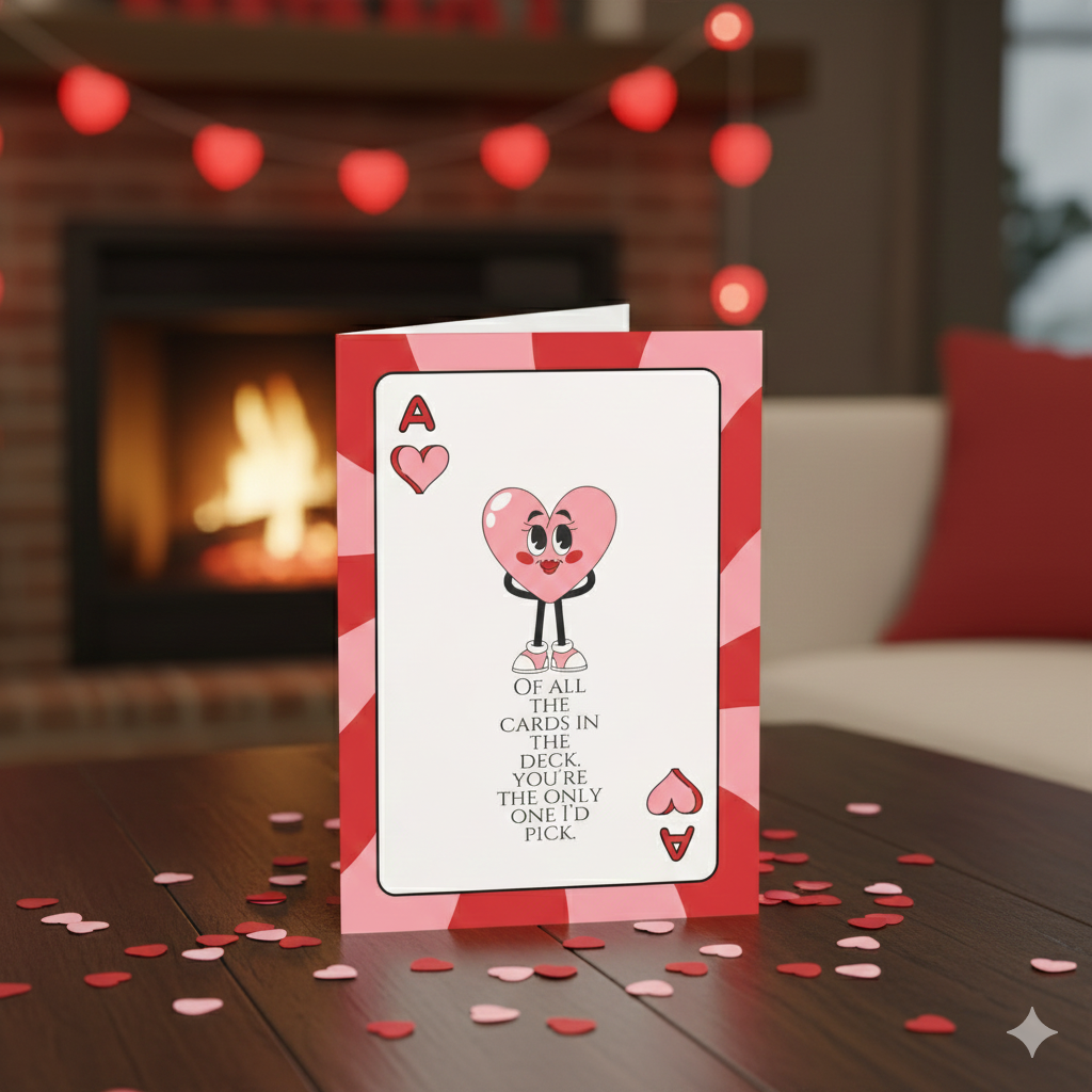 'Ace of Hearts' Romantic Valentine's Day Card ("Of all the cards in the deck, you're the only one I'd pick")