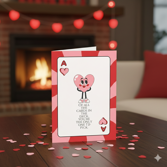 'Ace of Hearts' Romantic Valentine's Day Card ("Of all the cards in the deck, you're the only one I'd pick")