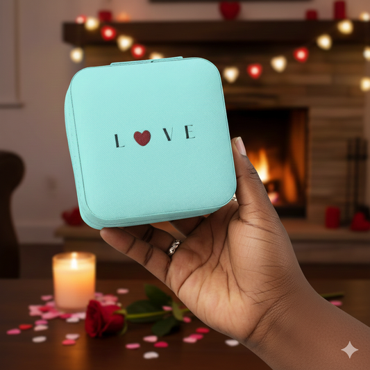 Travel Jewelry Case — Compact Pink 'LOVE' Organizer for Rings, Earrings & Necklaces